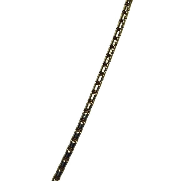 Gold Tone Snake Chain Necklace With Rhinestone Circle Pendant & Earrings (5827) - Picture 5 of 10